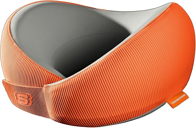 Skechers Women's Memory Foam Neck Pillow, Comfortable & Breathable Travel Pillow, Neck Pillow Airplane for Travel, Car Rides, Home, and Office Use, Ergonomic Design for Men and Women,Orange