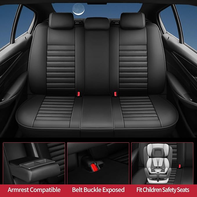 Fit Impreza Car Seat Covers for Subaru Impreza 2004-2024 2025 2026 - Upgraded Premium Waterproof & Breathable Leather, Airbag Compatible, All-Weather Seat Cushion Protector (Full Set, Black)