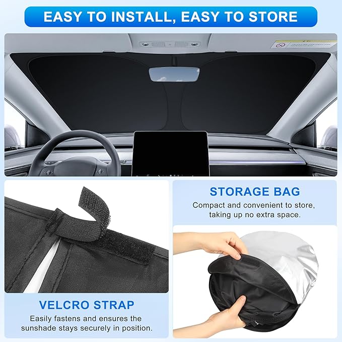 INSAUTO Custom Fit Windshield Sun Shade Accessories for Mazda 3 2019-2026, Foldable Front Window Sunshade, UV & Heat Reflector, Keeps Interior Cool, Includes Storage Bag