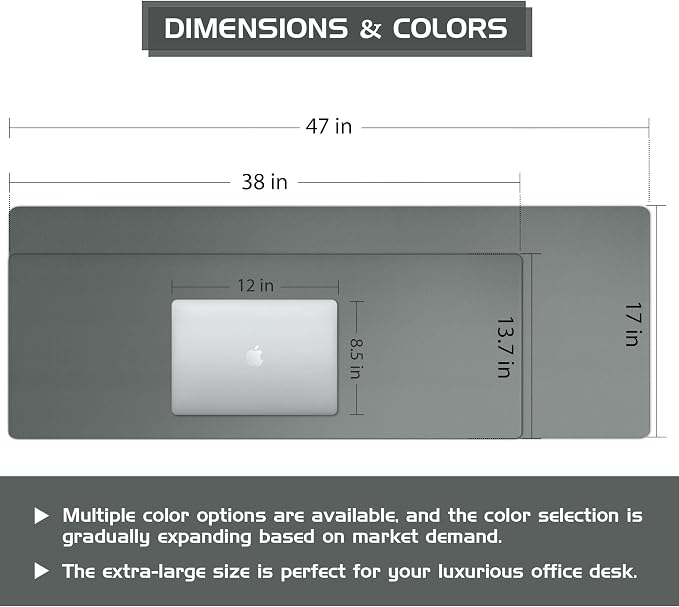 Aothia Leather Desk Pad Protector, Office Desk Mat, Large Mouse Pad, Laptop