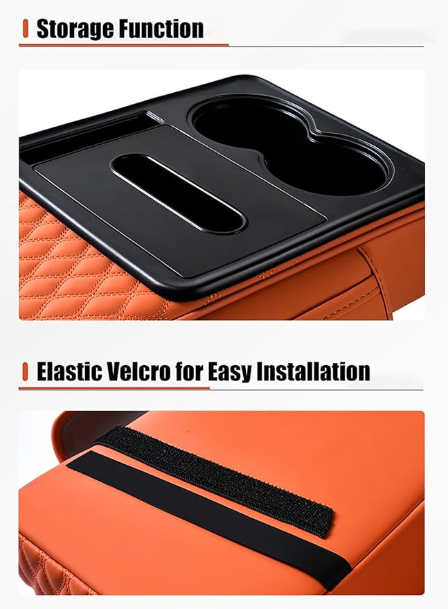 Car Armrest Center Console Cover for Ford Explorer 2000–2025, Center Console Pad with Cup Holder, Multifunctional Armrest Cushion,B Black