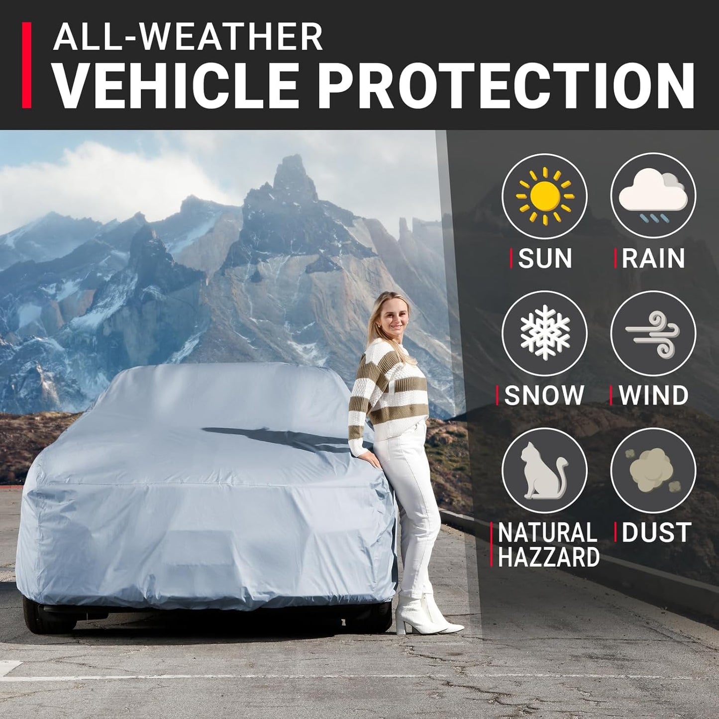 iCarCover Premium Car Cover for 1991-1996 Chevy Caprice Sedan Heavy Duty Waterproof All-Weather Automobiles Custom Fit Indoor Outdoor UV Snow Protection Covers with Straps and Bag