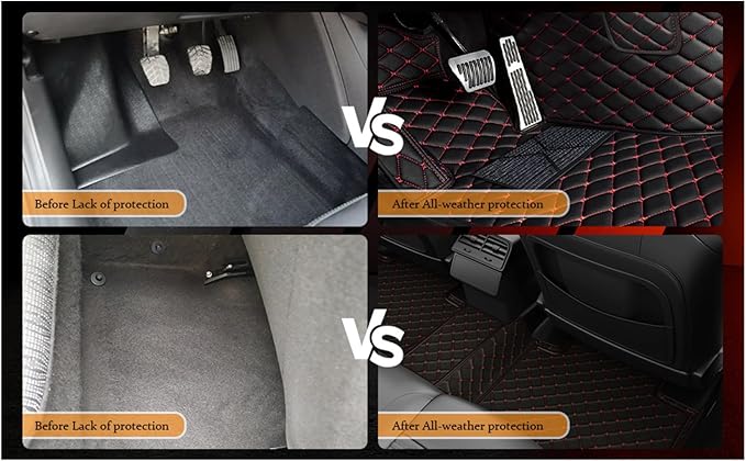 Yaruicar Custom Personalized Floor Mats for Cars Luxury Full Coverage All Car Floor Mats Anti-Slip Leather Car Mat Set Trucks & SUVs Trucks Automotive Floor Mats Liners (Gray Black Beige)