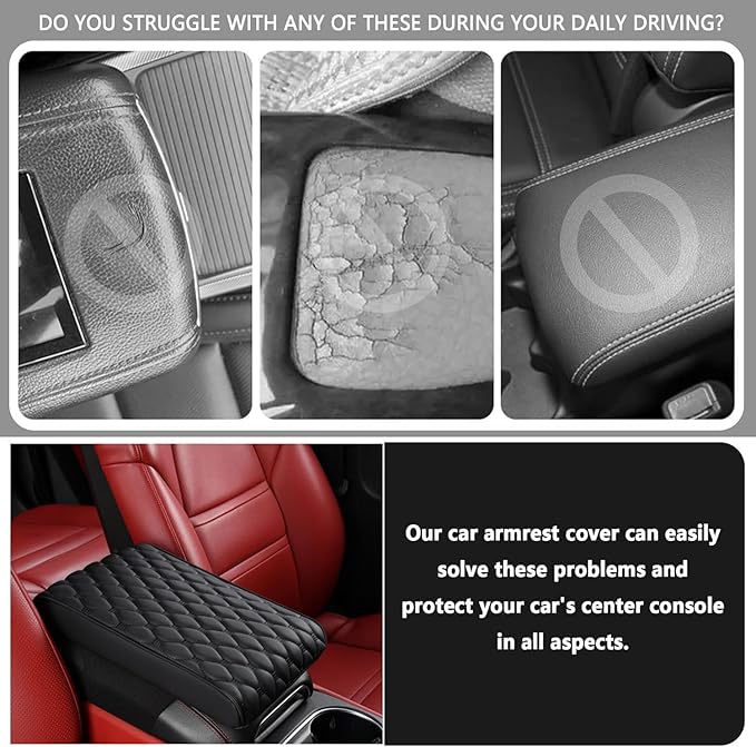 Auto Armrest Cushion Pads for Lincoln Town Car III(1998-2003) Accessories Car Centre Console Armrest Pad Durable Material and Easy to Clean-is Waterproof and Anti-Scratch