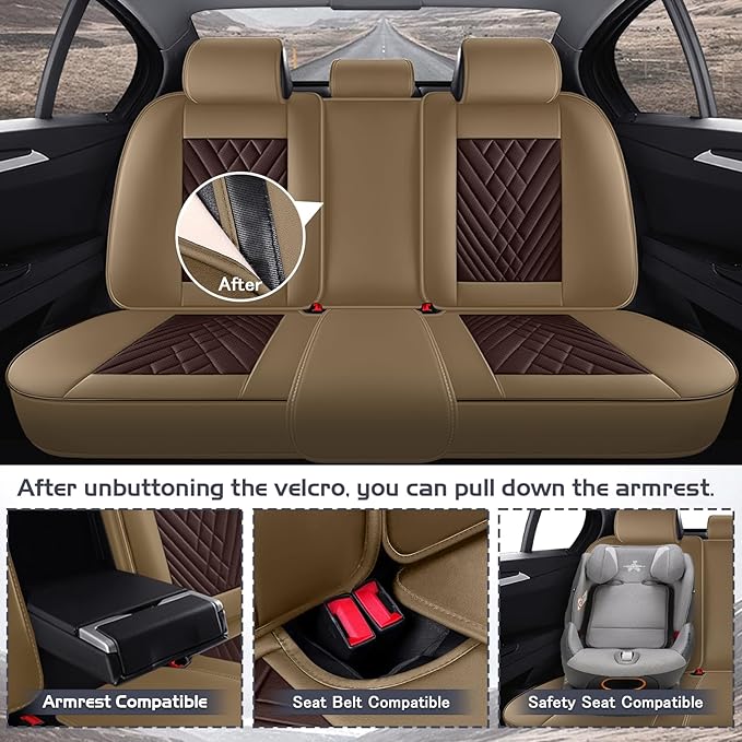 Truck Seat Covers for Ford Ranger 2019-2026, Waterproof Premium Leather Full Coverage Car Seat Cover, Muscle Sport Style Auto Interior Seat Cover Sets (Full Set/Brown Coffee)