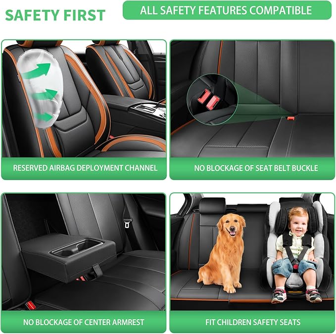 Fit 4Runner Car Seat Covers (5 Seats) for Select Toyota 4Runner 2003-2024 2025 2026 - Full Coverage Leather,Airbag Compatible, Waterproof & All Weather Seat Cushion Protector,Full Black-Brown