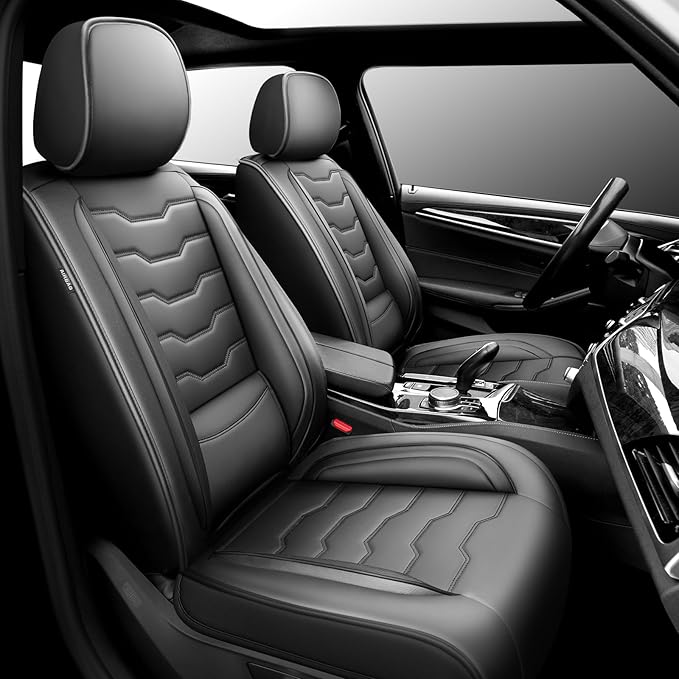 Fit CRV Car Seat Covers Premium Leather for Honda CRV cr-v 2011-2025 2026. Waterproof， Breathable, Scratch-Resistant & All-Weather Seat Cushion Protector (Front Seat,Black)