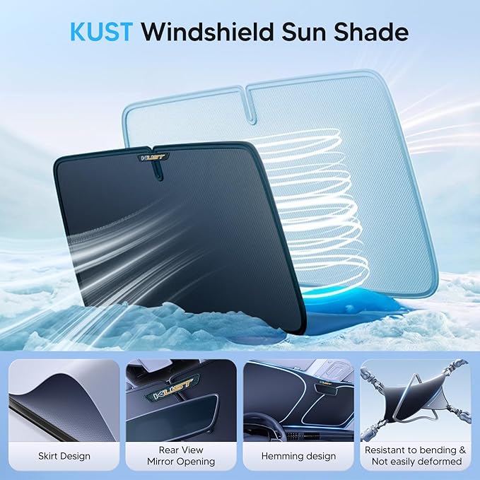 KUST Windshield Sun Shade for 2015-2024 Ford Edge SUV Accessories Custom Fit Sunshade Sun Visor Protector Foldable Blocks UV Rays Keep Car Cooler