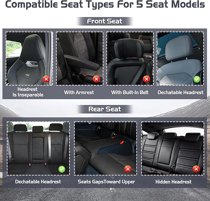 Truck Seat Covers for Chevy Silverado 3500 2007-2026, Waterproof Premium Leather Full Coverage Car Seat Cover, Muscle Sport Style Auto Interior Seat Cover Sets (Full Set/Black Gray)