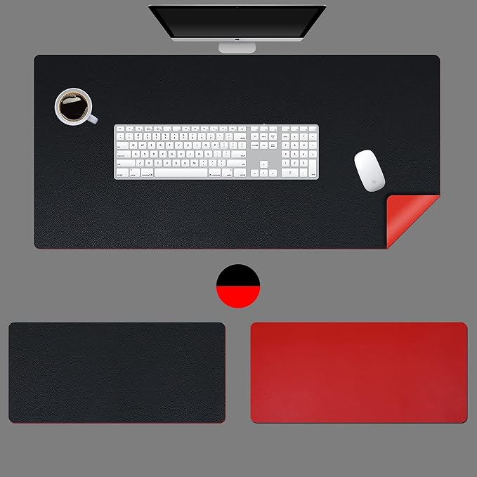 KINGFOM Desk Pad Office Desktop Protecter, PU Leather Desk Mat Blotters