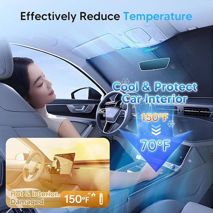 KUST Windshield Sun Shade for Acura MDX 2014-2018 2019 2020 Window Accessories Sunshade Sun Visor Protector Foldable Block UV Rays
