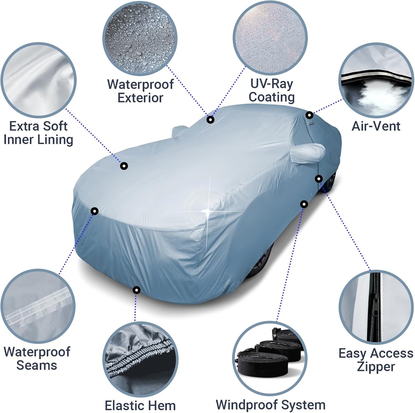 iCarCover Premium Car Cover for 2005-2010 Chevy Cobalt Heavy Duty Waterproof All Weather Automobiles Custom Fit Indoor Outdoor UV Snow Protection Covers with Straps and Bag