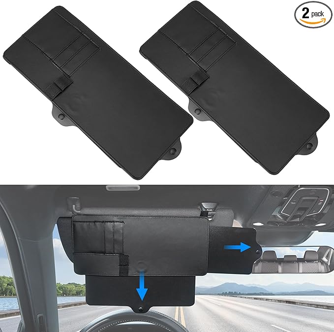 JOYTUTUS Car Sun Visor Extender,Universal Visor Sun Blocker UV400, Car Sun Visor Extension Side Sunshade,Anti-Glare Visor for Safe Driving(Black,2 Pack)