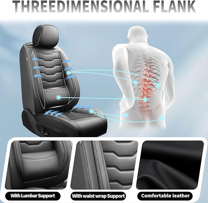 Fit Sonata Car Seat Covers Premium Leather for Hyundai Sonata 2007-2025 2026. Waterproof， Breathable, Scratch-Resistant & All-Weather Seat Cushion Protector（Full Set,Black