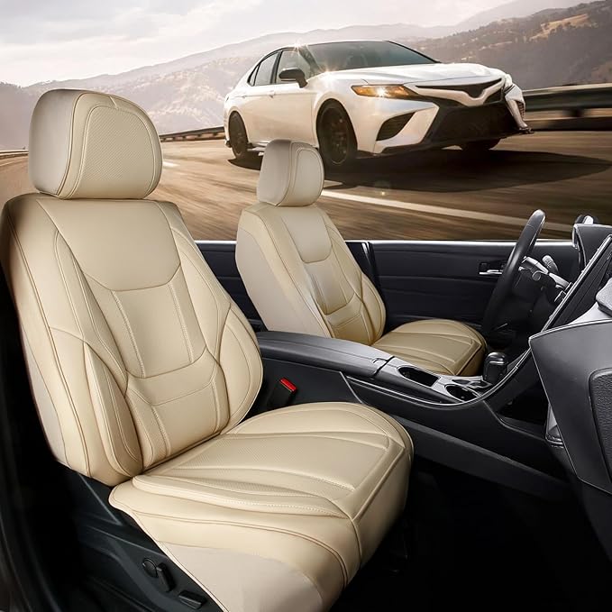 Coverland Custom Fit Car Seat Covers for Car Compatible with [7-Series, M5, Genesis, MazdaSpeed3, Outback] Premium Waterproof Non-Slip Interior Seat Protector [Front Beige - Size Chart A23]