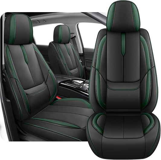 Fit for 98% of Mercedes Benz Car Seat Covers, Premium Nappa Leather Seat Cover, Fully Wrapped Protect Modern Style Seat Cover (2-Seat Standard, Black & Green)