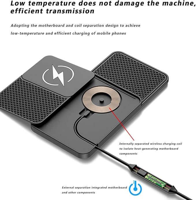 OUTMX Wireless Car Charger Pad for Toyota C-HR Hilux Sienna Urban, 20W Fast Wireless Charger Non-Slip Silicone Car Center Console Phone Charging Mat,A 30cm Cable Type-C Plug-Normal