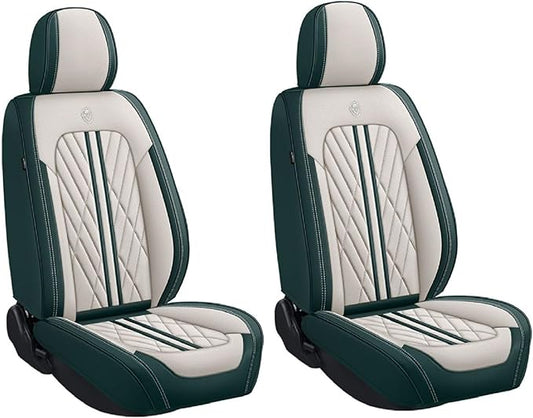 Premium Nappa Leatherette Car Seat Cover Set Custom Fit for Honda CR-V CRV 2000-2023 2024 2025 2026 Water-Proof Breathable Faux Leather Seat Cushion Protectors (Front 2 Seats,Beige Green)