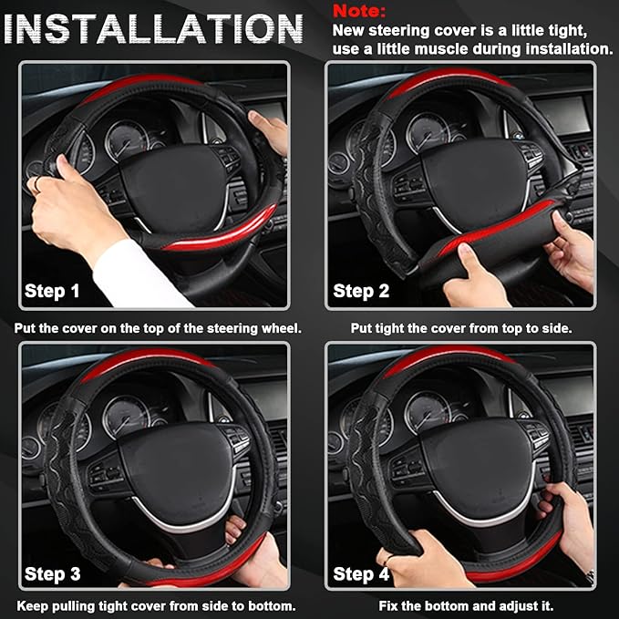 GIANT PANDA Steering Wheel Cover for Kia Soul,Sportage,Forte,Optima,Telluride(3D Honeycomb-Black-Standard Size)