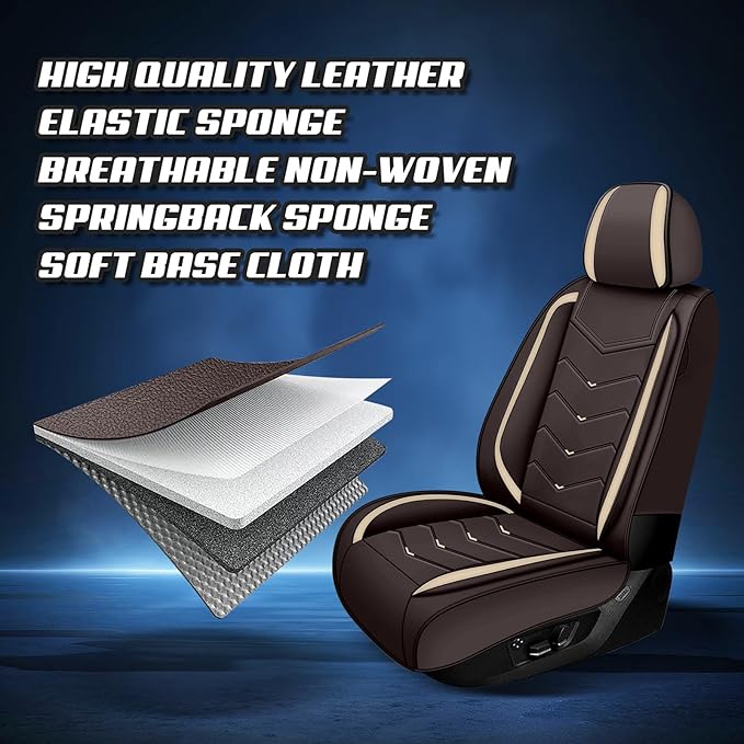 Car Seat Covers for VW Eos 2007-2016, Premium Nappa Leather Car Seat Cover, Stylish Sport Seat Covers， Automobile Seat Cover Sets.(Luxury 5 Seats/Coffee Color)