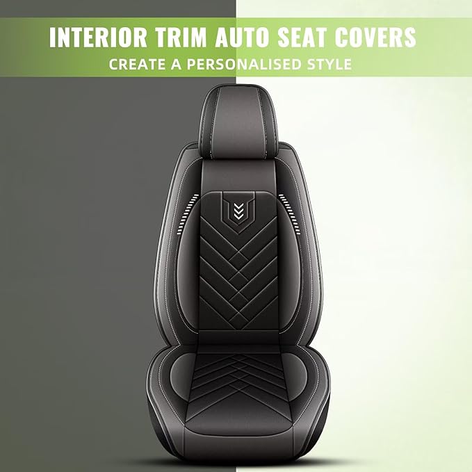AOMSAZTO Car Seat Covers Fit for Mitsubishi Outlander 2007-2026 Front Seat Cover Waterproof Faux Leather Automotive Auto Interior Protector Cushion (2 Seats,Black)