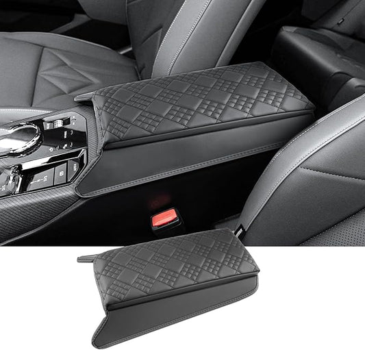 for 2025 2026 BMW X3 Center Console Cover for BMW X3 G45 (30 xDrive/M50 xDrive), Comfy&Cushion Leather Armrest Cover 2026 2025 X3 Interior Accessories (Black-Padded)