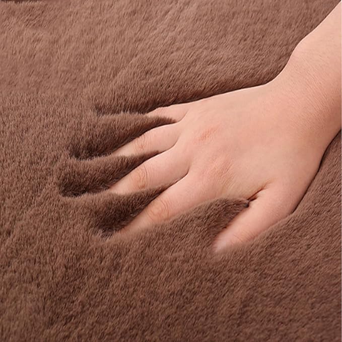 Plush Car Seat Cushion, Soft Warm Fuzzy Faux Rabbit Fur Fluffy Plush Auto Seat Cover Vehicle Car Front and Back Seat Protector Pad with Non-Slip Backing Cushion Interior Universal Fit (Khaki,3PCS)