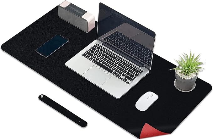 KINGFOM Desk Pad Office Desktop Protecter, PU Leather Desk Mat Blotters