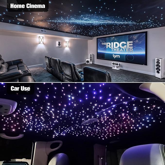 CHINLY Starlight Headliner Kit Twinkle, 16W 550pcs 13.1ft 0.03in Star Lights for Car, Fiber Optic Ceiling Light, RGBW LED Bluetooth APP+Remote+Star Light Headliner Kit for Home Theater
