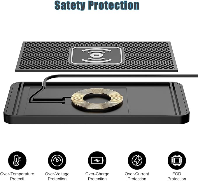 Wireless Charging Pad for Car for VW Jetta VI 2011 2012 2013 2014 2015 2016 2017 2018-pr, 15W Fast Wireless Charger Mat Non-Slip Silicone Car Center Console Phone Charging Pad,B/15W-USB