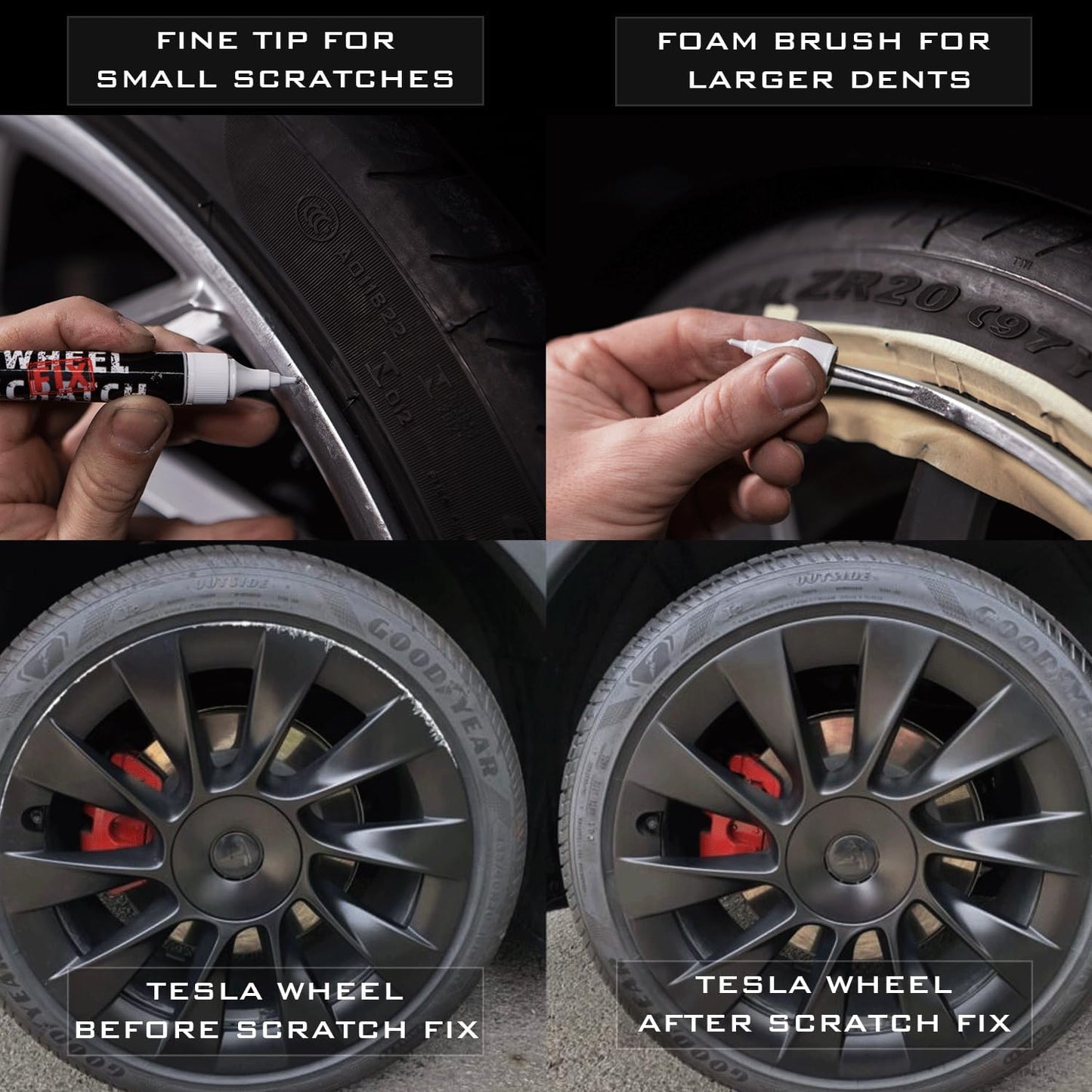 Dark Silver Rim Touch Up Paint Kit, Car Wheel Scratch Repair Kit, Wheel Touch Up Paint Pen, curb rim repair kit, curb rash repair kit, Universal Rim Alloy Wheel Paint Dark Silver (Dark Silver)