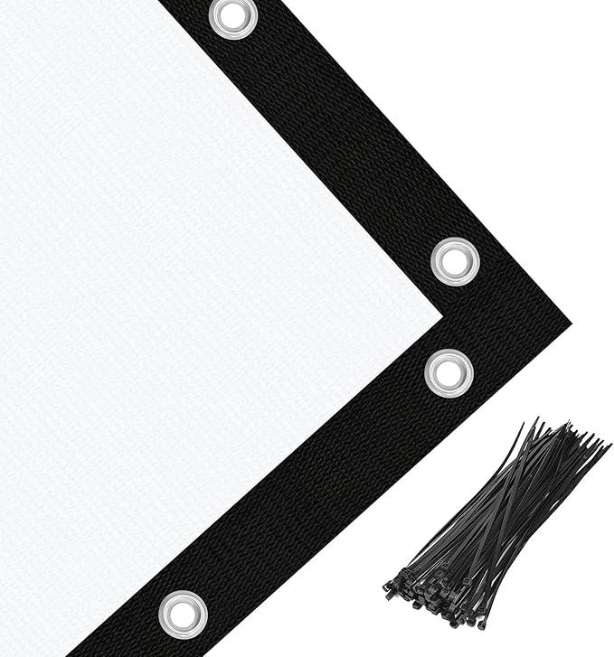 Amagenix 90% Pergola Shade Cover 4' X 5' Sun Shade Cloth with Grommets for Outdoor Garden Patio Porch, Commercial Grade 200 GSM - Cable Zip Ties Included (We Customized) GN108, White