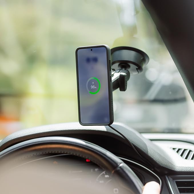 Quad Lock Heavy Duty Suction Car Phone Mount with MAG Phone Case and MAG Wireless Charging Head for iPhone 11 Pro