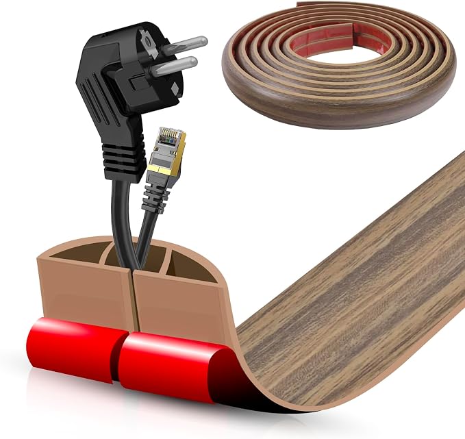 Floor Cord Cover Self Adhesive Cord Hider, 10FT Cable Management, Extension