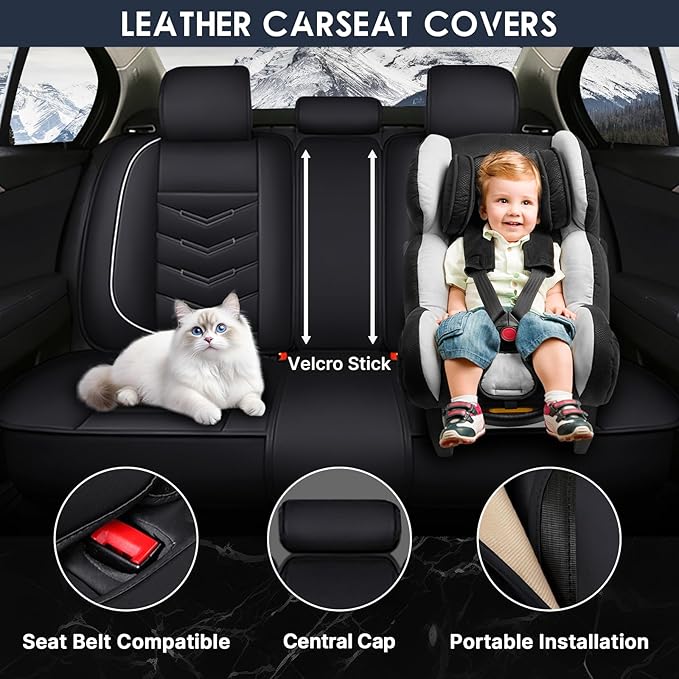 Car Seat Cover 2 Seats for Chevrolet Camaro 2000-2024, Durable Wear Resistant Waterproof Vehicle Cushion Covers, Breathable No Odor Premium Leather Vehicle Seat Covers.(Luxury,Black White)