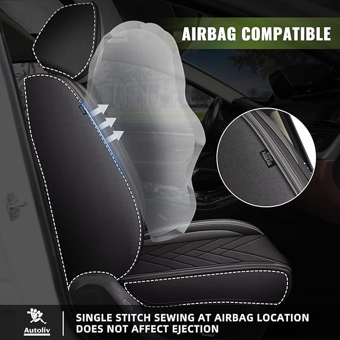 AOMSAZTO Car Seat Covers Fit for Cadillac XT5 2017-2026 Front Seat Cover Waterproof Faux Leather Automotive Auto Interior Protector Cushion (2 Seats,Grey)
