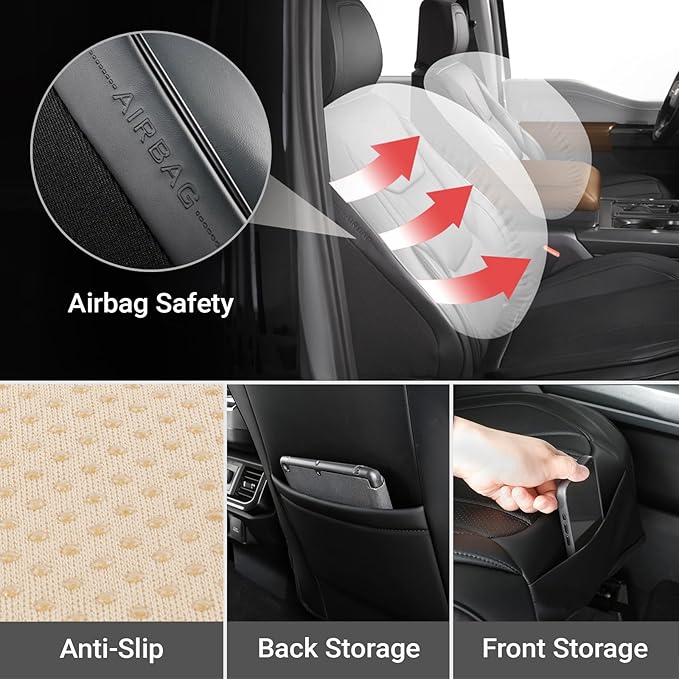 Coverland Custom Fit Car Seat Covers for SUV Compatible with [Raider, Outlander, Pathfinder, Captur, RAV4] Premium Waterproof Non-Slip Interior Seat Protector [Front Black - Size Chart A26]