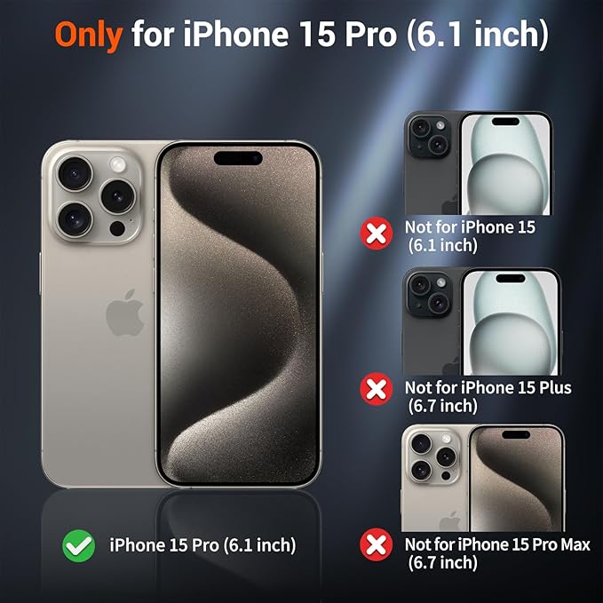 SUPFINE Magnetic for iPhone 15 Pro Case (Compatible with MagSafe) (Military Grade Drop Protection) Slim Translucent Matte Shockproof with Anti-Fingerprint Phone Case,Navy Blue
