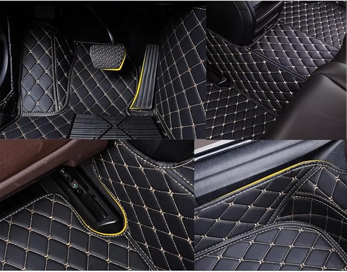 Custom Personalized Floor Mats for Cars，Luxury Full Coverage All Weather Car Floor Mats，Anti-Slip Leather Car Mat Set ，Custom Floor Mats for 99% of Cars, Trucks & SUVs (Orange)