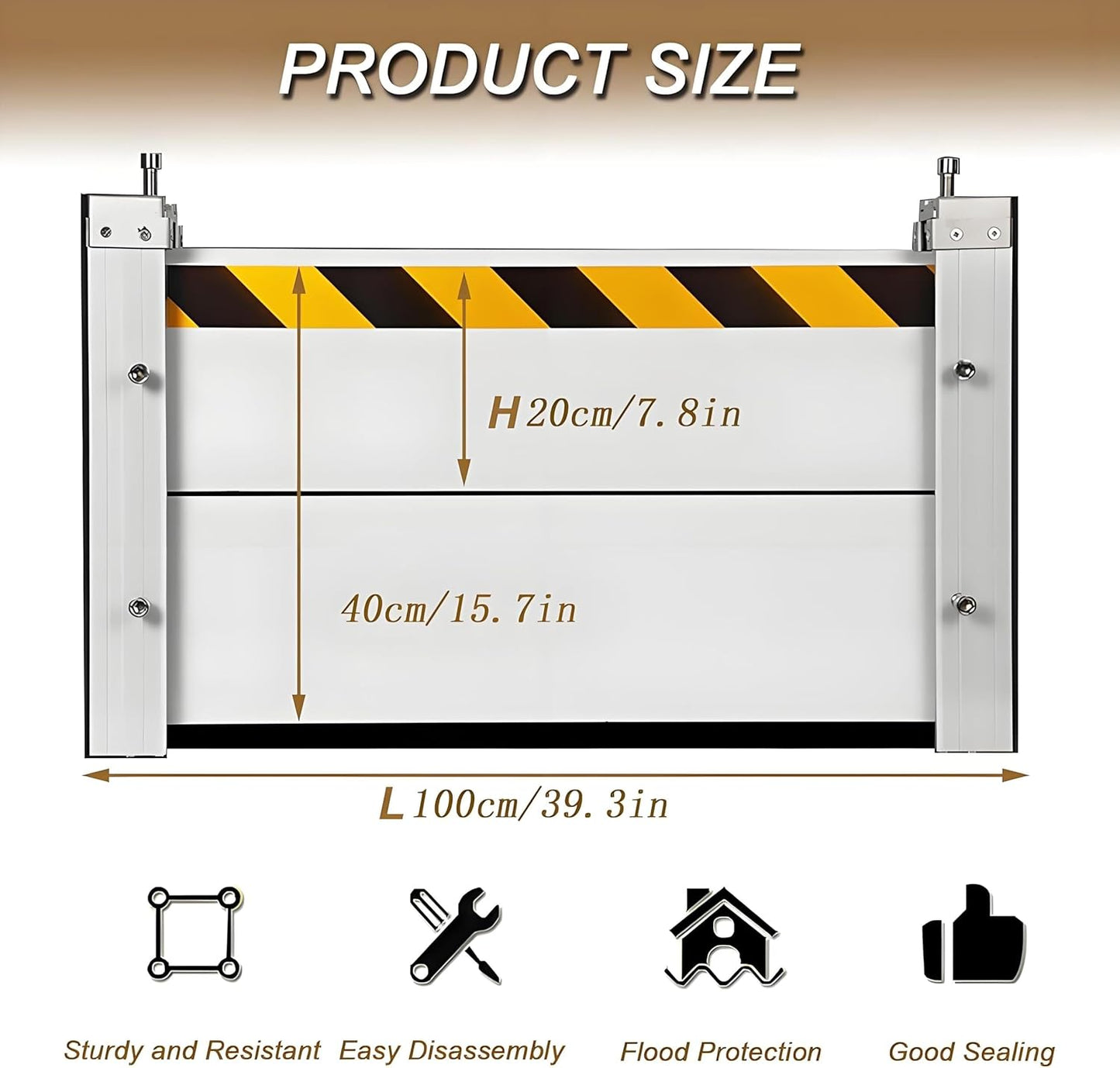 Flood Barriers for Home Exterior,Aluminum Alloy Outdoor Garage Doors Water Barriers for Flooding(H7.9Inch,L18FT)