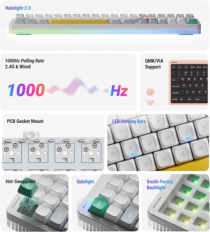 nuphy Halo96 V2 Wireless Keyboard, Gasket Structure, 96% Hot Swappable Gaming