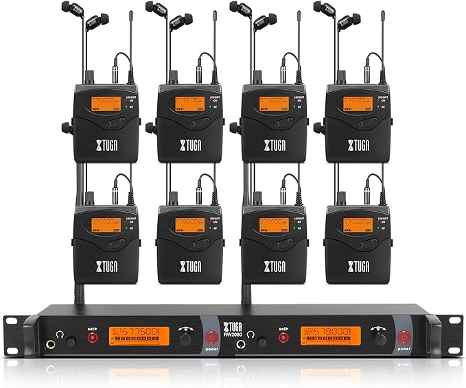 XTUGA RW2080 Wireless in Ear Monitor System 8 Bodypacks UHF IEM System