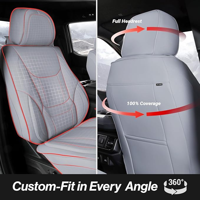 Coverland Custom Fit Car Seat Covers for SUV Compatible with [HR-V, Santa Fe, Sorento, Soul, Armada, Murano] Premium Waterproof Non-Slip Interior Seat Protector [Front Gray - Size Chart A13]