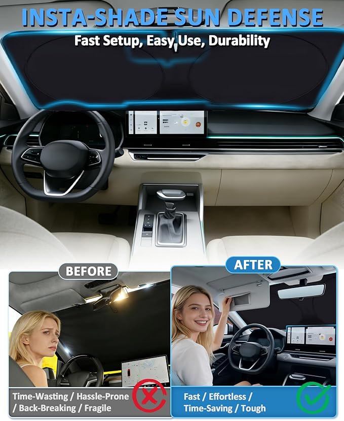 for Chevrolet Express Windshield Sun Shade Sunshade Fits 1996-2024 2025 2026 Chevy Express Cargo Van 1500, 3500, 4500, LS, LT Accessories Windshield Cover Window Shield Protector Sun Visor