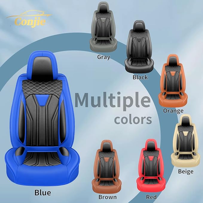 Fit Rogue Car Seat Covers Compatible with Nissan Rogue 2011-2025 2026 - Full Set Premium Leather， Waterproof Breathable， All-Weather Seat Cushion Protecto&Airbag Compatible （Blue & Black