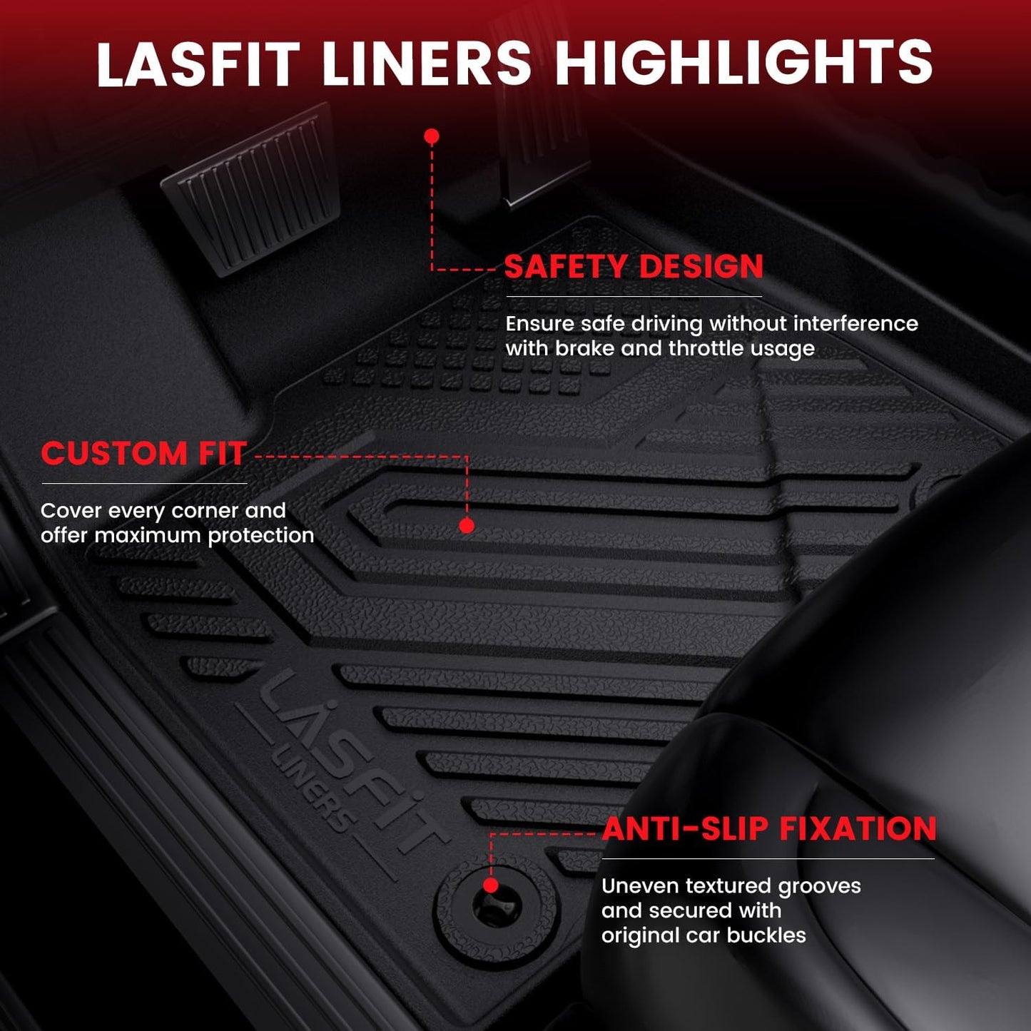 LASFIT Floor Mats&Trunk Mat for Lexus NX/ NX250/ NX350 2022-2025 (Not Fit for NX350h/ NX450h+), All Weather Car Mats TPE Floor Liners Accessories Front & Rear Rows & Cargo Liner, Black