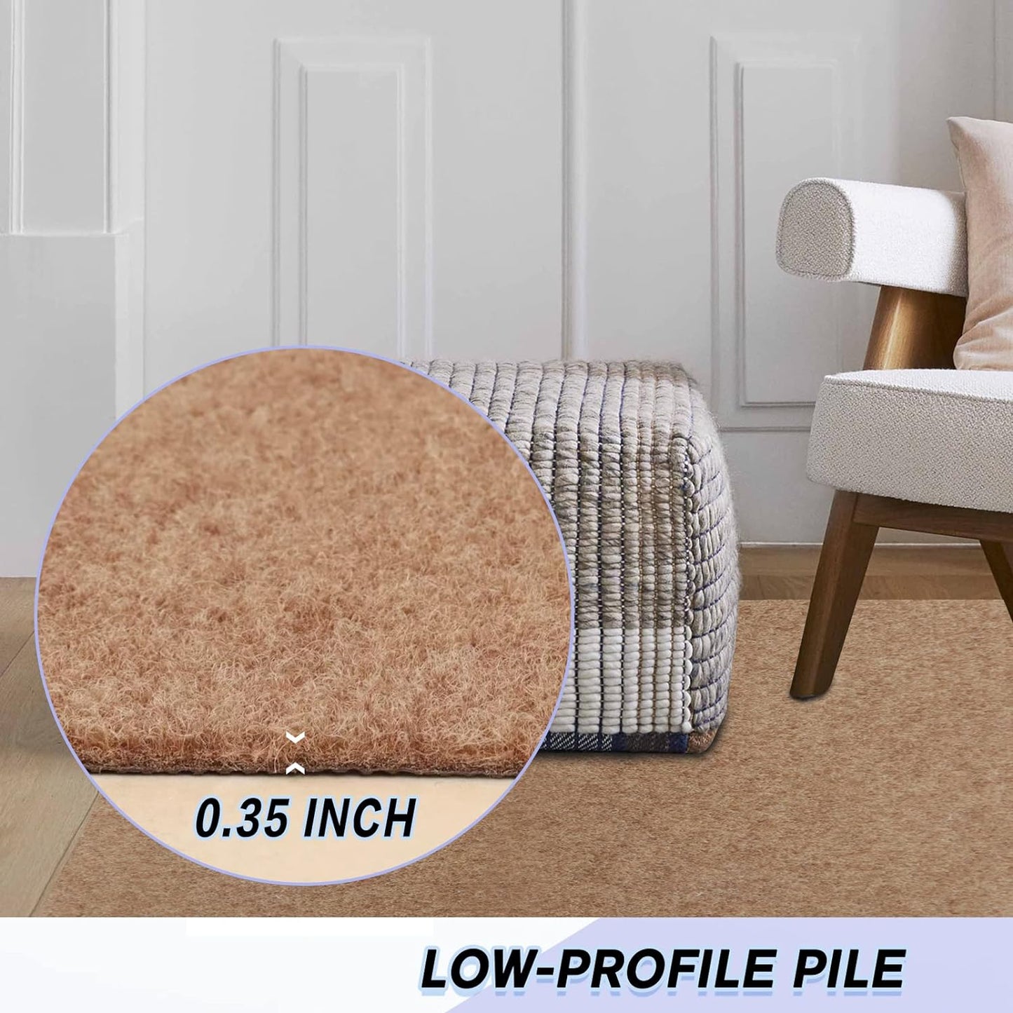 Custom Size Backed Non-Slip Area Rugs Runner, Easy Clean, Waterproof Runner Rugs for Hallway Entryway, Kitchen, Laundry, 2FT x 47FT, Beige