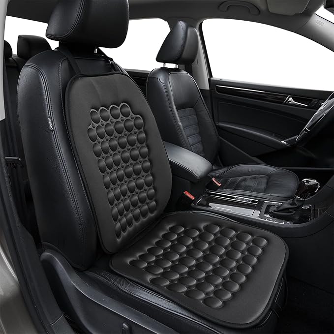 FREMONT AUTO Car Seat Cover Breathable Seat Protector- Made with Premium Polyester and Massage Magnet Bubble Cushion - Adjustable for Cars Truck SUV Vans, Airbag Compatible (Black 1PC)