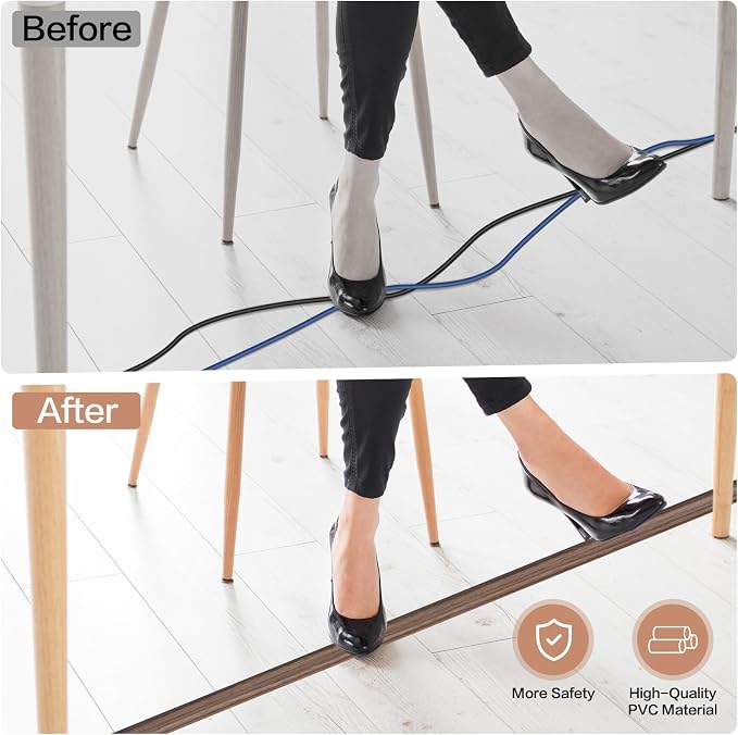 Floor Cord Cover Self Adhesive Cord Hider Floor Extension Cord Covers
