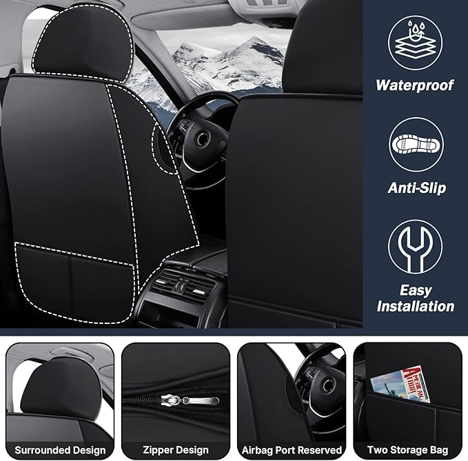 Car Seat Cover 7 Seats for Hyundai Palisade 2020-2025, Durable Wear Resistant Waterproof Sport Seat Cover, Breathable No Odor Premium Leather Vehicle Seat Covers.(Luxury,Black White)